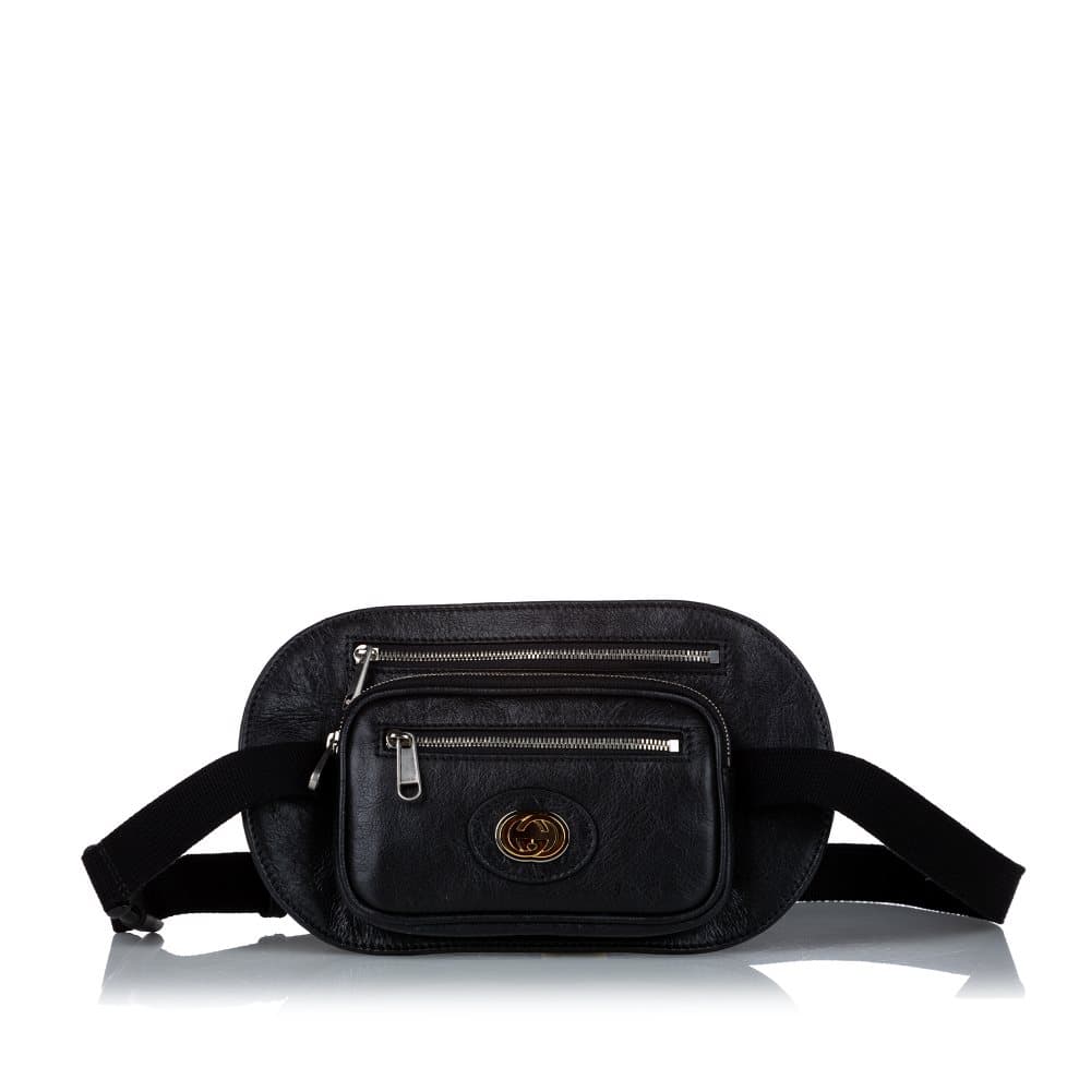 Pre-owned Gucci Interlocking G Morpheus Leather Belt Bag Black