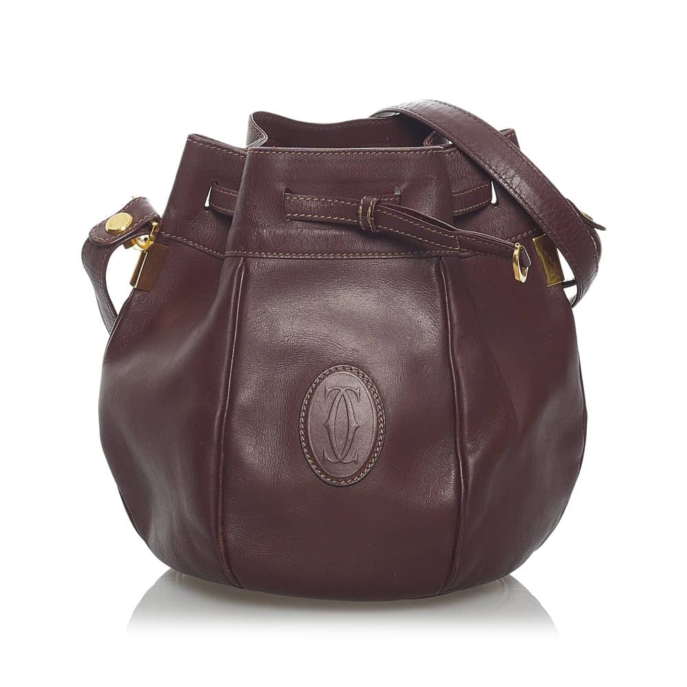 Pre-owned Cartier Must de Cartier Leather Bucket Bag Red