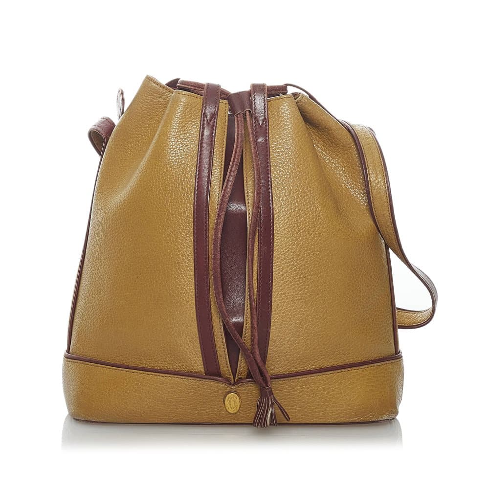Pre-owned Cartier Must de Cartier Leather Bucket Bag Brown