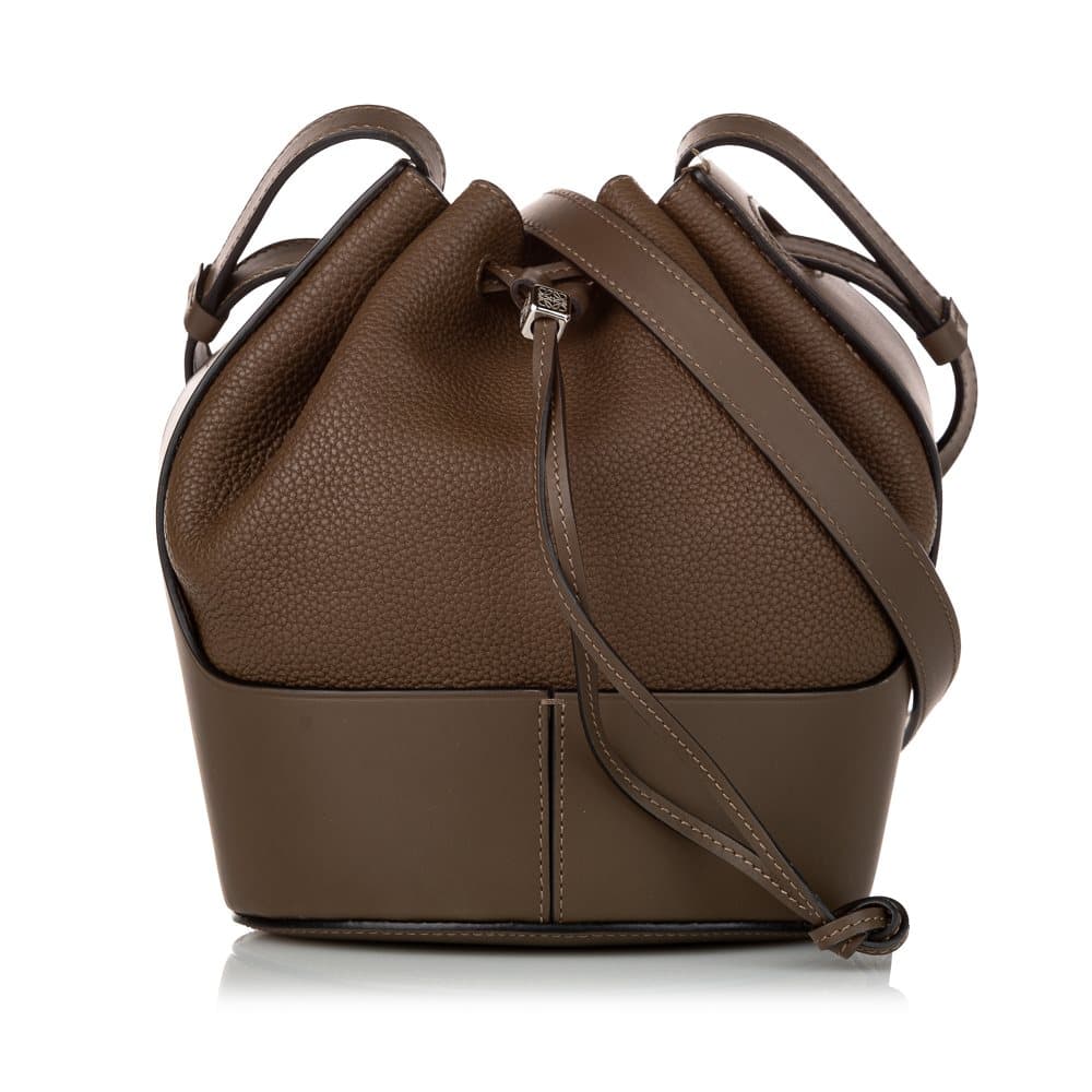Pre-owned Loewe Anagram Leather Bucket Bag Brown