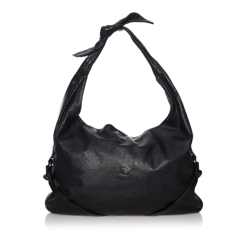 Pre-owned Burberry Leather Hobo Bag Black