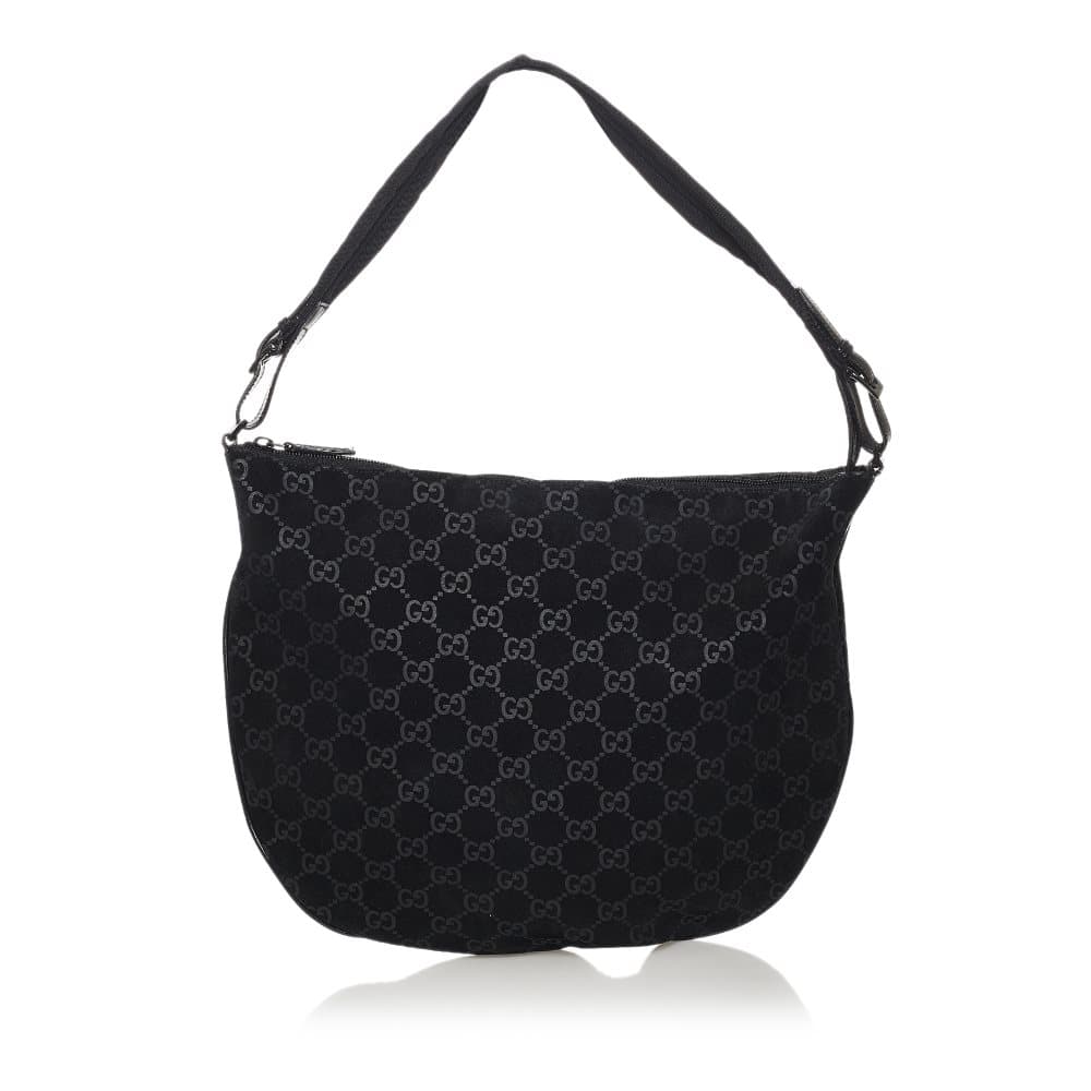 Pre-owned Gucci GG Suede Hobo Bag Black