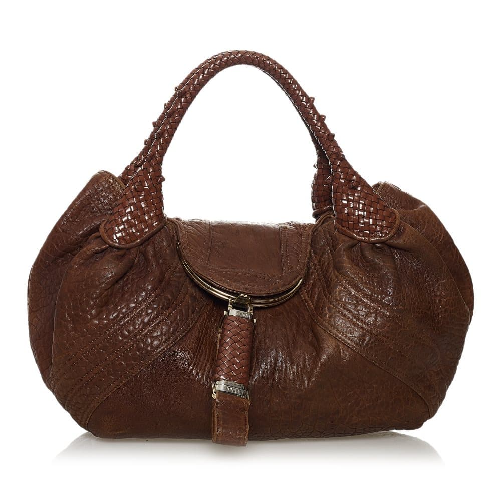 Pre-owned Fendi Spy Leather Hobo Bag Brown