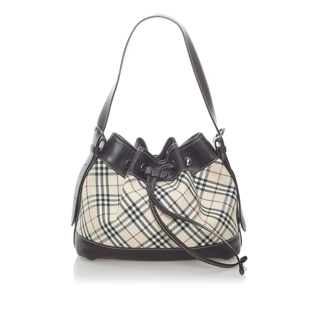 Pre-owned Burberry Nova Check Canvas Bucket Bag Brown
