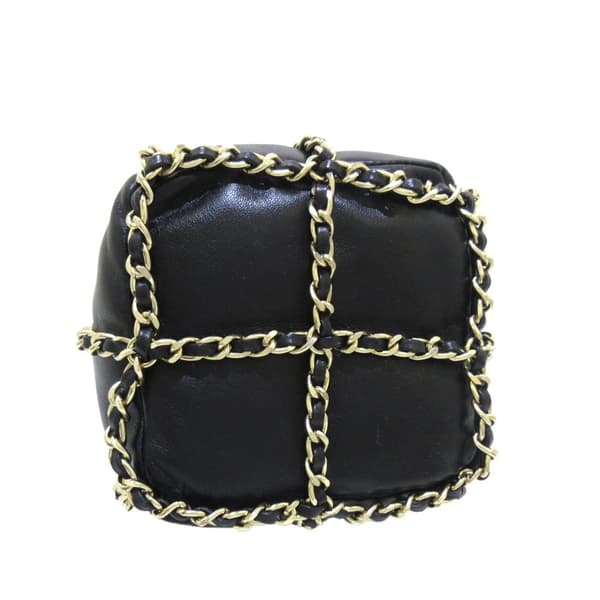 Pre-owned Chanel CC Chain Lambskin Leather Bucket Bag Black