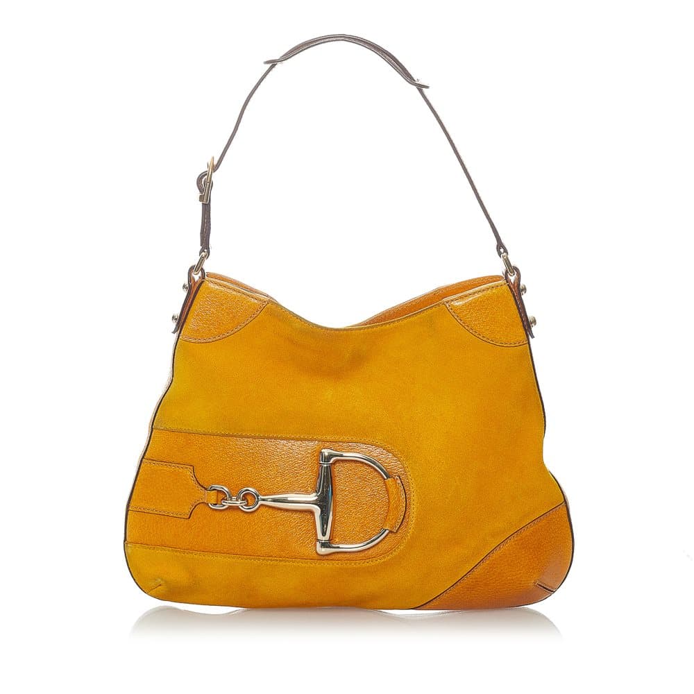 Pre-owned Gucci Hasler Suede Hobo Bag Yellow