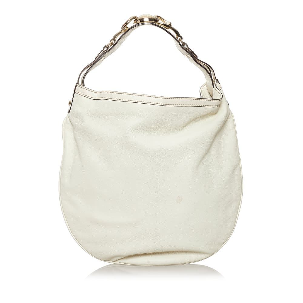 Pre-owned Gucci Wave Leather Hobo Bag White