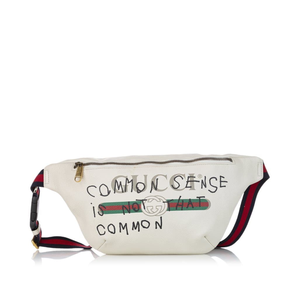 Pre-owned Gucci 2018 Logo Leather Belt Bag White