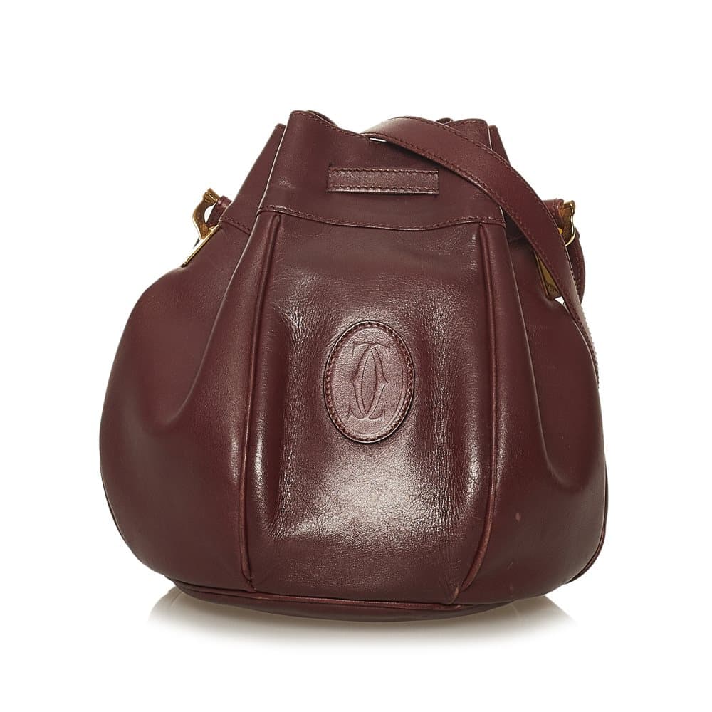 Pre-owned Cartier Must de Cartier Leather Bucket Bag Red