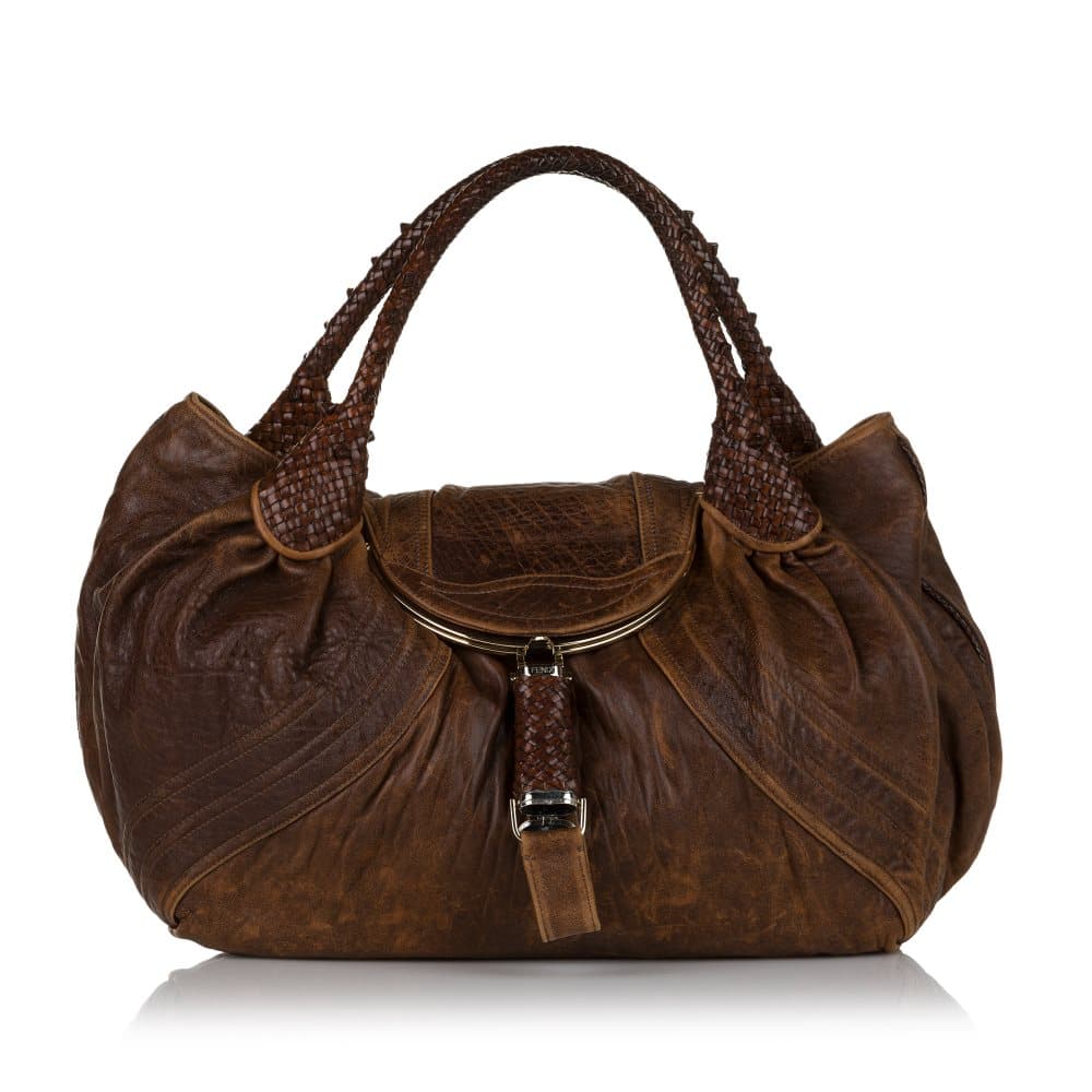 Pre-owned Fendi Spy Leather Hobo Bag Brown