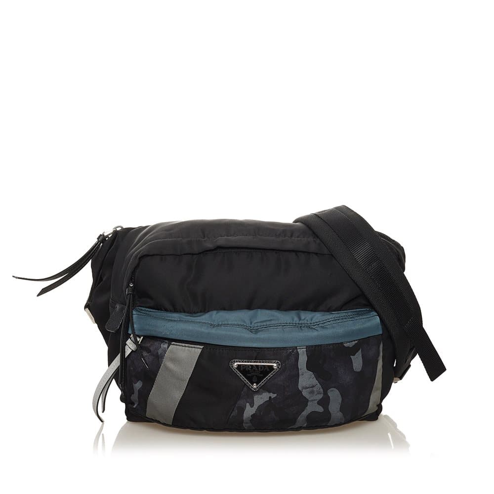 Pre-owned Prada Camouflage Tessuto Belt Bag Black