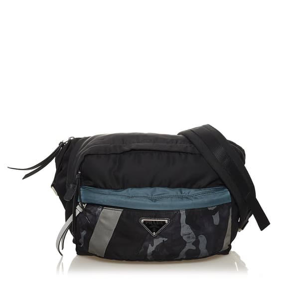 Pre-owned Prada Tessuto Camouflage Belt Bag Black