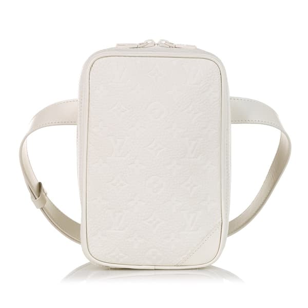 Pre-owned Louis Vuitton Monogram Taurillon Utility Side  White