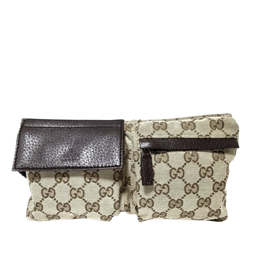 Pre-owned Gucci GG Canvas Web Belt Bag Brown