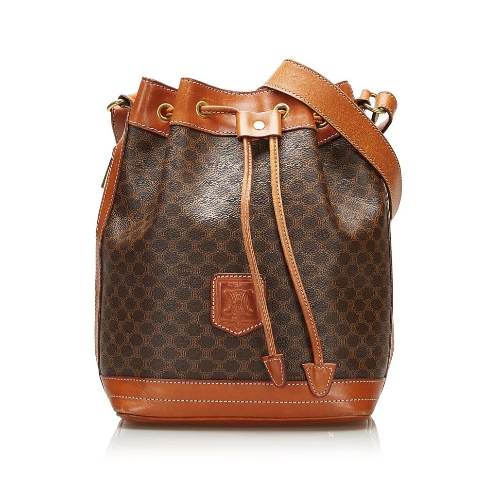 Pre-owned Celine Macadam Bucket Bag Brown