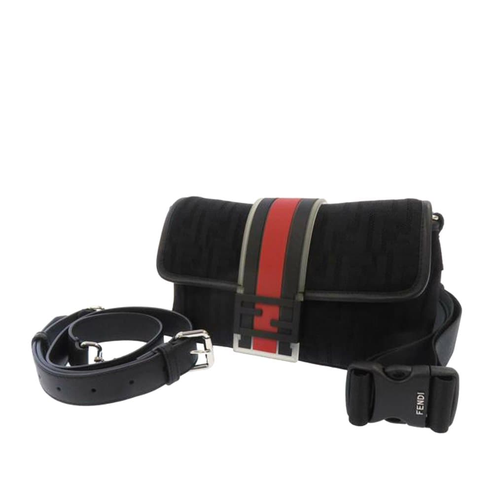 Pre-owned Fendi Zucca Convertible Belt Bag Black