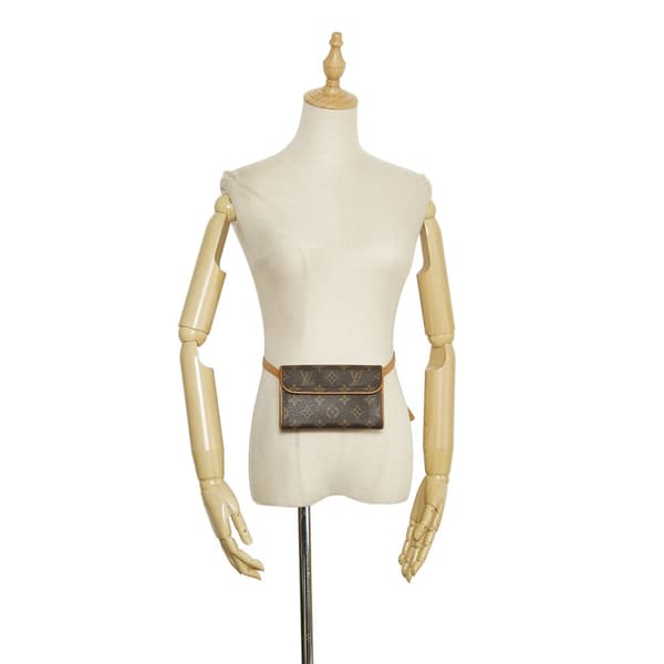 Pre-owned Louis Vuitton Monogram Pochette Florentine Brown