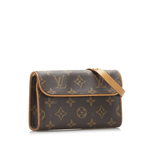Pre-owned Louis Vuitton Monogram Pochette Florentine Brown