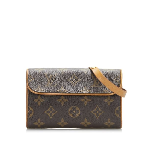Pre-owned Louis Vuitton Monogram Pochette Florentine Brown