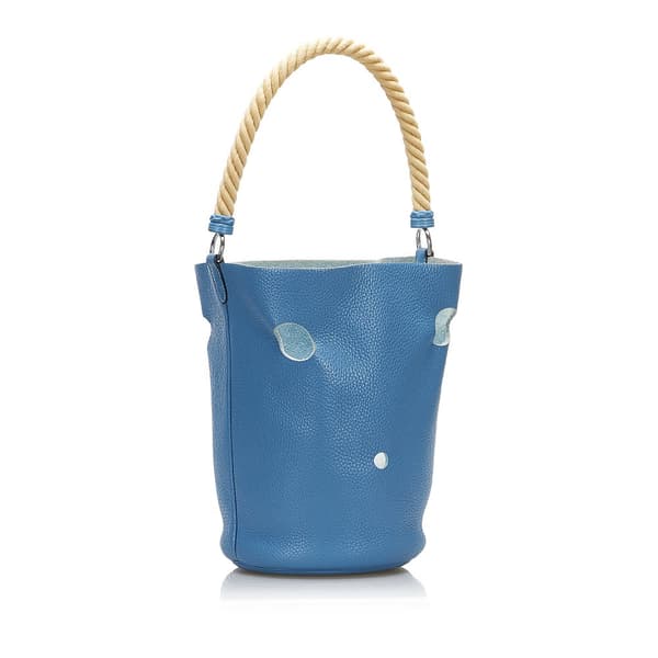Pre-owned Hermès Clemence Mangeoire Bucket PM Blue