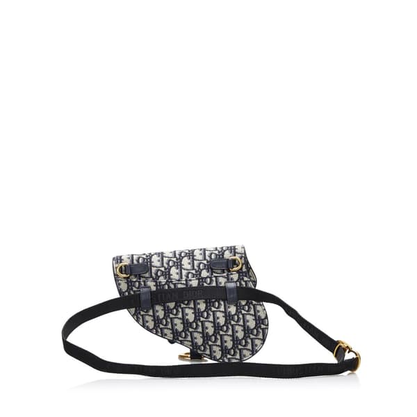 Pre-owned Dior Oblique Canvas Saddle Belt Bag Blue