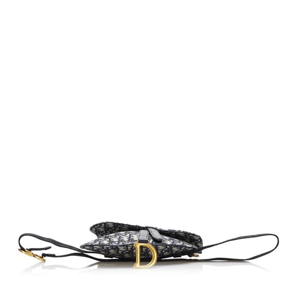 Pre-owned Dior Oblique Canvas Saddle Belt Bag Blue