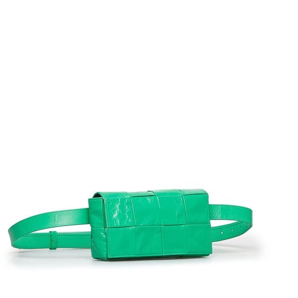 Pre-owned Bottega Veneta Mini Nappa Intrecciato Cassette Belt Bag Green