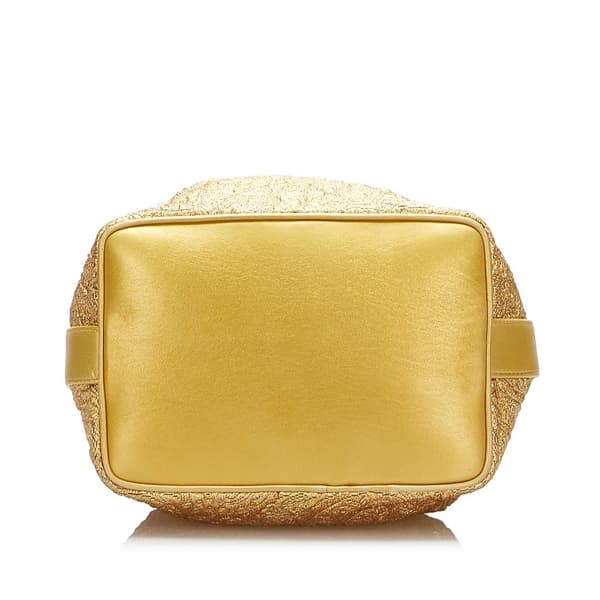 Pre-owned Chanel Brocade Bucket Bag Gold
