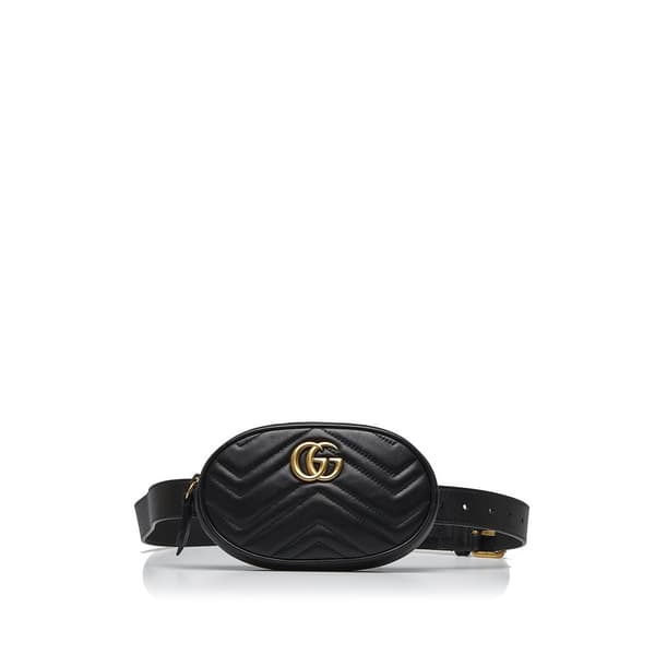 Pre-owned Gucci GG Marmont Matelasse Belt Bag Black