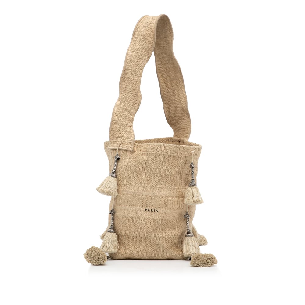 image of Pre-owned Dior Cannage D-Bubble Bucket Bag Brown