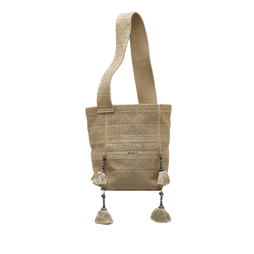 image of Pre-owned Dior Cannage D-Bubble Bucket Bag Brown