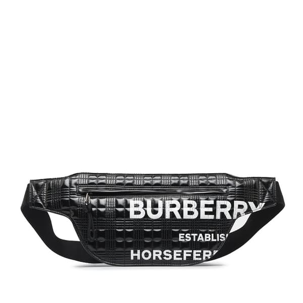 Pre-owned Burberry Quilted Horseferry Print Belt Bag Black