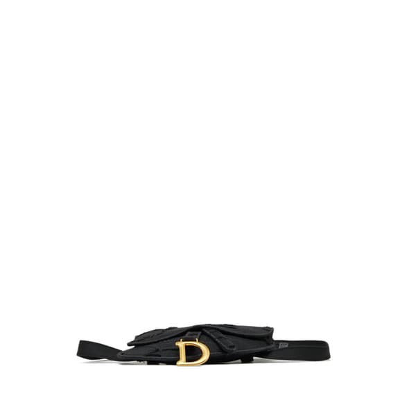 Pre-owned Dior Embroidered Canvas Camouflage Saddle Belt Bag Black