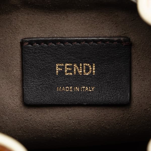 Pre-owned Fendi FF Embossed Striped Mini Mon Tresor Bucket Bag Brown
