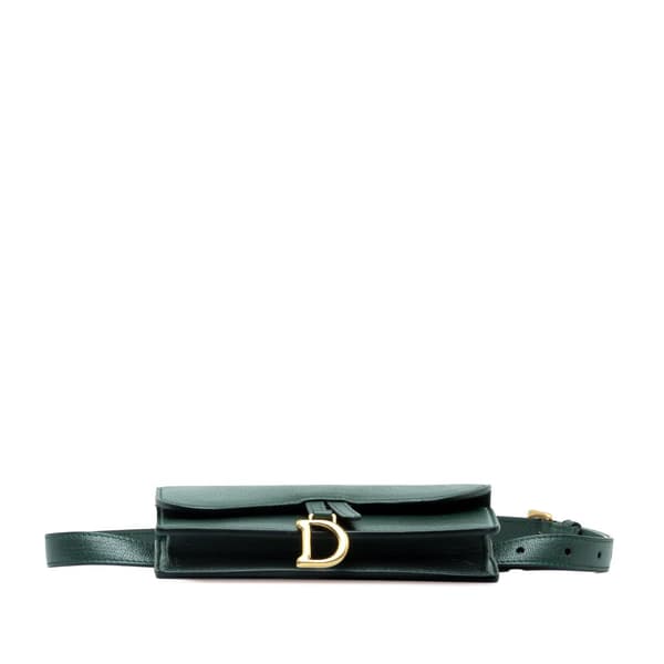 Pre-owned Dior Leather Saddle Belt Bag Green