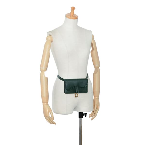 Pre-owned Dior Leather Saddle Belt Bag Green