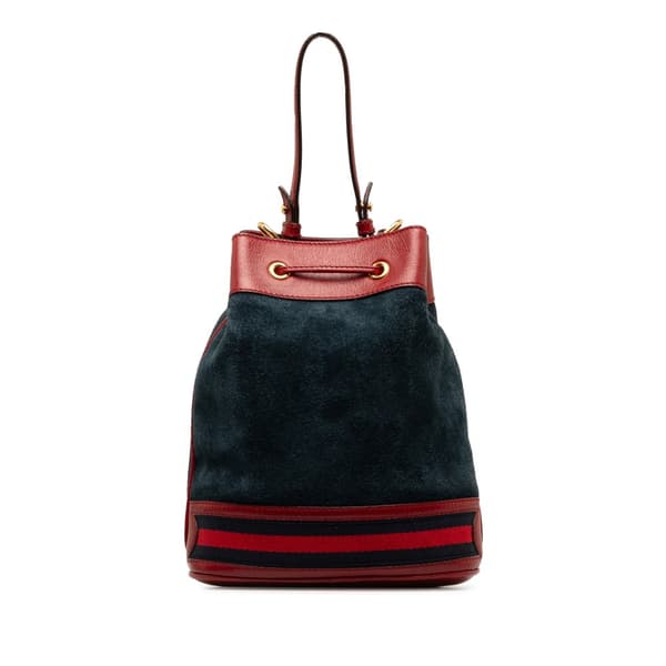 Pre-owned Gucci Small Suede Web Ophidia Bucket Blue