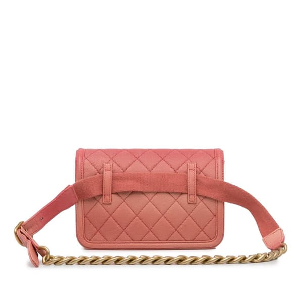 Pre-owned Chanel Caviar Sunset On The Sea Flap Belt Bag Pink