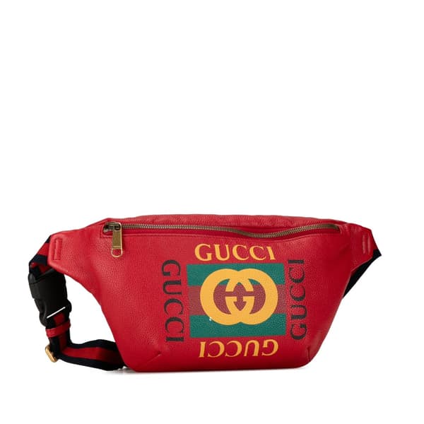 Pre-owned Gucci Leather Logo Belt Bag Red