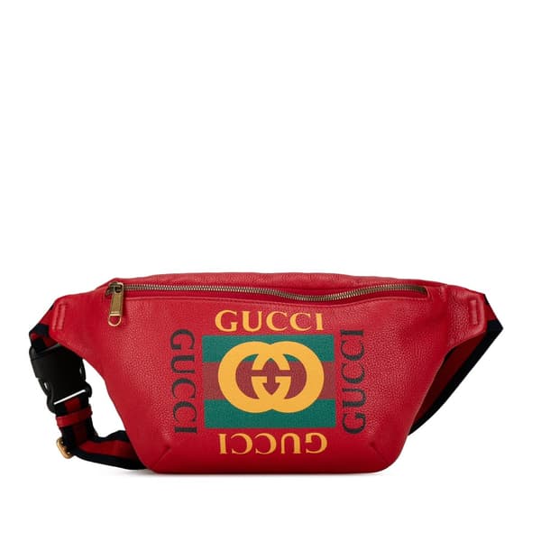 Pre-owned Gucci Leather Logo Belt Bag Red