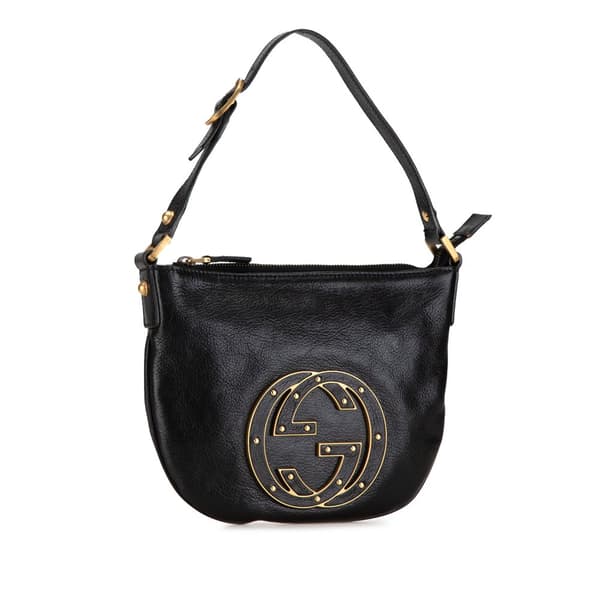 Pre-owned Gucci Small Leather Blondie Hobo Bag Black