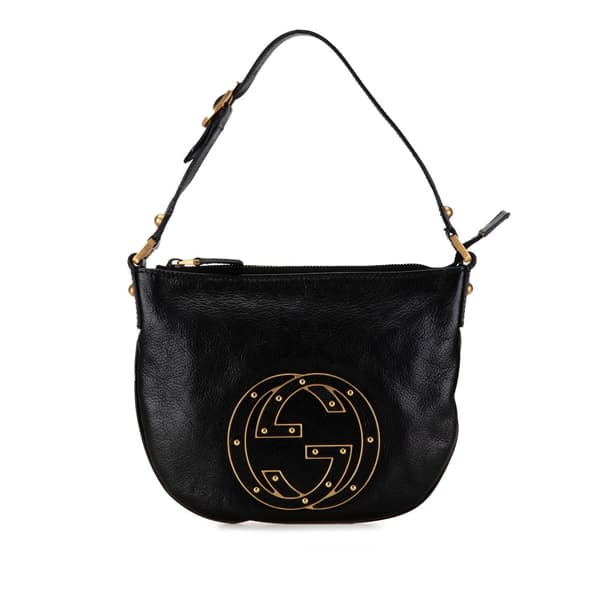 Pre-owned Gucci Small Leather Blondie Hobo Bag Black