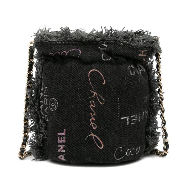 Pre-owned Chanel Mini Denim Mood Bucket with Chain Gray