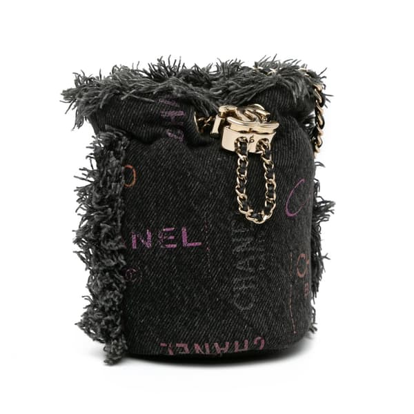 Pre-owned Chanel Mini Denim Mood Bucket with Chain Gray