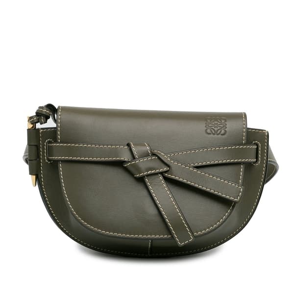 Pre-owned LOEWE Mini Leather Gate Belt Bag Gray