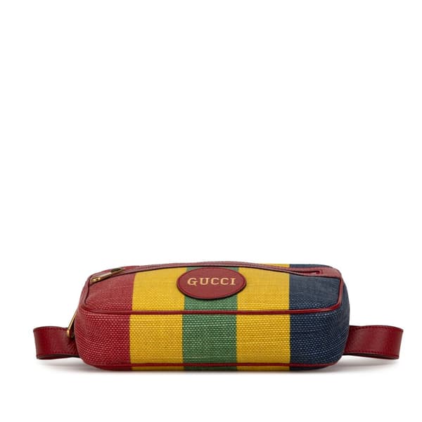 Pre-owned Gucci Baiadera Canvas Stripe Belt Bag Red
