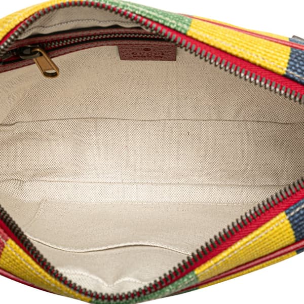 Pre-owned Gucci Baiadera Canvas Stripe Belt Bag Red