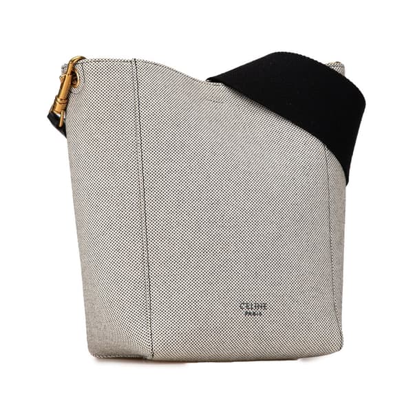 Pre-owned Celine Small Canvas Seau Sangle Bag White