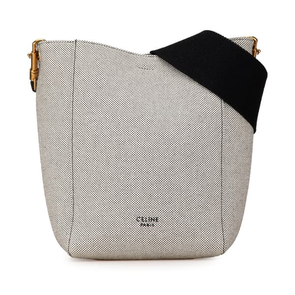Pre-owned Celine Small Canvas Seau Sangle Bag White