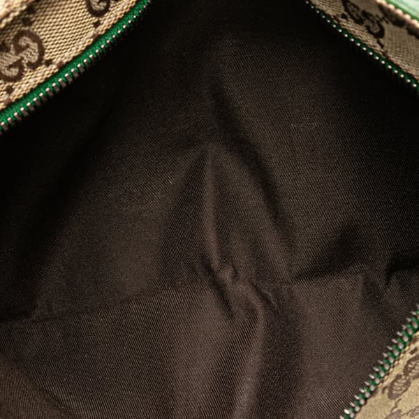 Pre-owned Gucci GG Canvas Web Double Pocket Belt Bag Brown